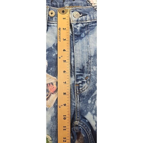 OOAK Magnolia Boho Reworked Levi Jeans Upcycle Boyfriend Indie Cat Adjusts 26-32 - Picture 6 of 16